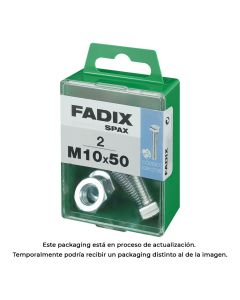 Caja m 2 unid. tornillo metrica cab hex+tuerca cinc m 10x50mm fadix