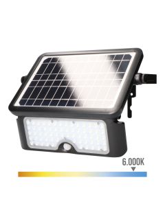 Aplique solar 10w 1150lm recargable. sensor presencia (2-8m) color negro 27,5x19,6cm edm