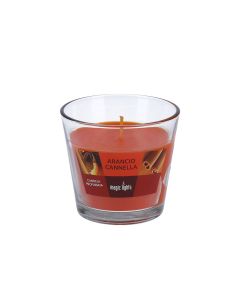 Vela perfumada en vaso de cristal naranja-canela 150g. magic lights