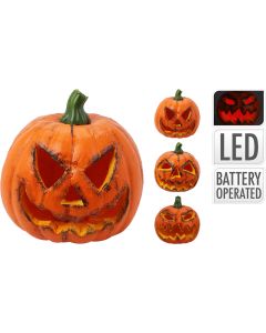 Calabaza halloween con led, pvc, a pilas, 3 modelos.