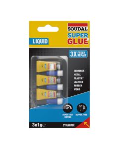 Soudal super glue líquido 3x1g 160023