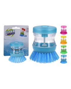 Cepillo lavaplatos con dosificador de jabon colores surtidos ø5 x 9 cm
