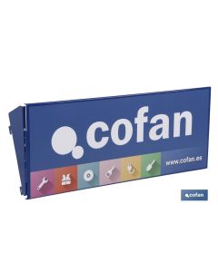 CARTELA CON LOGO COFAN 500X200MM EXP.PERFORADO COFAN