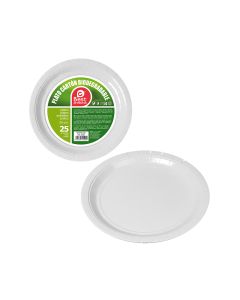 Pack con 25 unid. platos de carton blancos ø20cm best products green