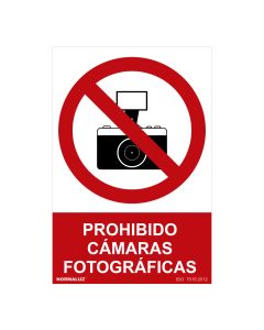 Señal prohibido "prohibido camaras fotograficas" (pvc 0.7mm) 30x40cm normaluz