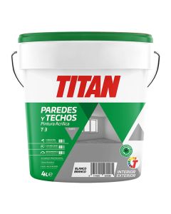 Pintura acrílica para decoración de paredes y techos t-3 blanco.mate 4l titan 123000304