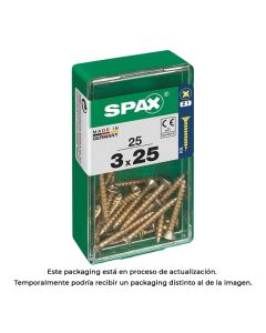 Caja 25 unid. tornillo madera spax cabeza plana yellox 3,0x25mm spax