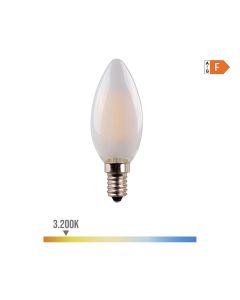 Bombilla de vela con filamento de led. cristal mate e14 4,5w 470lm 3200k luz calida ø3,5x9,8cm edm