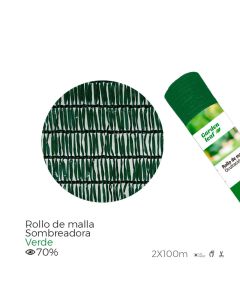 Rollo de malla sombreadora. color verde 70% 2x100m edm