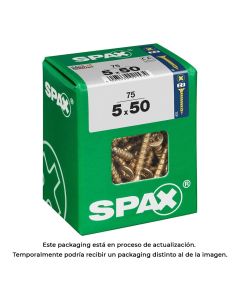 Caja 75 uds. tornillo madera spax cab. plana yellox 5,0x50mm spax