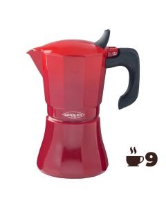 Cafetera de aluminio de 9 tazas modelo "petra" color rojo