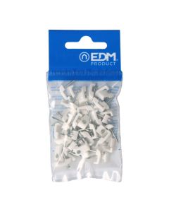 Grapa blanca para cable manguera plana 2x1mm n°03 (blister 50 unid.) edm