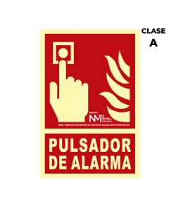 Cartel de extinción "pulsador de alarma" clase a (pcv 1mm) 21x30cm normaluz