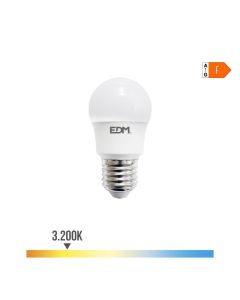 Bombilla esferica led e27 8,5w 880lm 3000k luz calida ø4,5x8,6cm edm