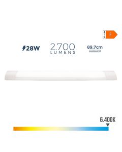 Regleta led 28 w 6500 k luz fria 2700 lm 89,7 x 3,1 x 8 cm