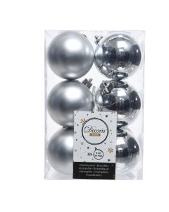 Caja de 12 bolas plata decorativas para arbol de navidad ø6cm