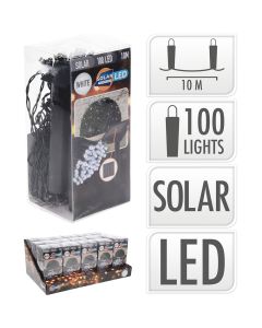 Guirnalda led solar, blanco frio, 100 leds, 10m.