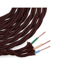 Cable textil trenzado 3x1mm marrón 5m