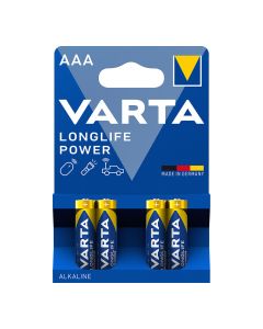 Pila varta alkalina longlife power aaa - lr03 (blister 4 unid.) ø10,5x44,5mm