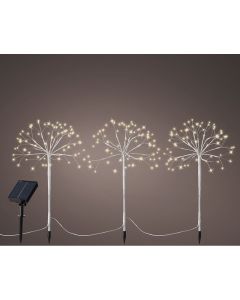 Luz decorativa led parpadeante 3 estacas mini arboles solar