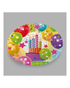 Bolsa con 6 platos de carton diseño globos y velas ø18cm