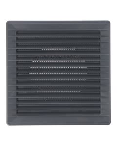 Rejilla ventilación cuadrada empotrable ø 100mm con mosquitera 170x170x11,5mm abs gris