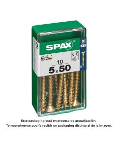 Caja 10 uds. tornillo madera spax cab. plana yellox 5,0x50mm spax