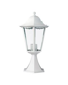 Farol de aluminio y cristal para muro ip44 e27 100w color blanco ø22x43,7cm modelo marsella edm