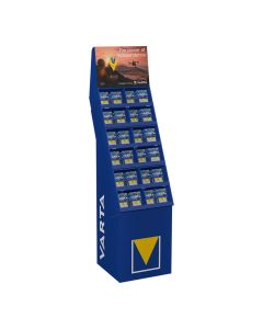 Expositor de carton de pilas varta "energy" 52 blisters 6xaaa lr03 + 100 blisters 6xaa lr06 varta 40x40x148cm