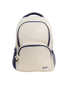 Mochila escolar 4 cremalleras 25l beige y azul marino, serie 1918.