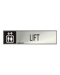 Cartel informativo "lift" (inox adhesivo 0.8mm) 5x20cm normaluz