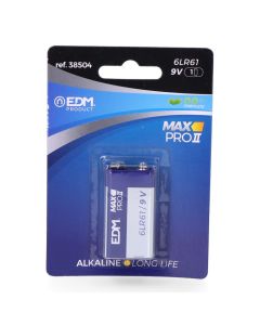 Pila edm alkalina long life 6lr61 - 9v (blister 1 unid.) 26,5x17,5x48,5mm