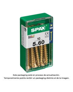 Caja 10 uds. tornillo madera spax cab. plana yellox 5,0x60mm spax