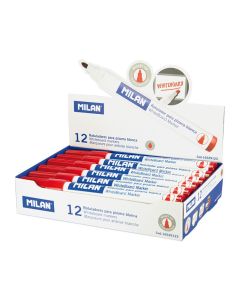 Caja de 12 rotuladores rojos ø4,7mm para pizarra blanca milan