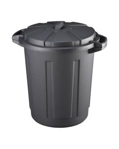 Cubo de basura de comunidad 80 litros color negro con tapa mondex