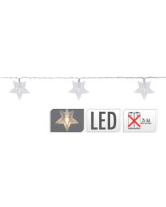 Guirnalda a pilas fija 10 leds con estrellas luz blanco frio 1,3m