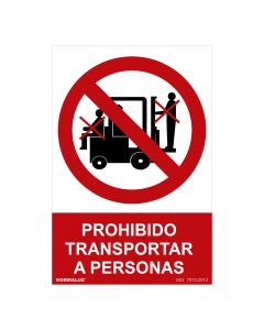 Señal prohibido "prohibido transportar a personas" (pvc 0.7mm) 30x40cm normaluz