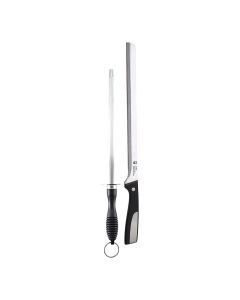 Juego de 2 piezas cuchillos jamonero + chaira acero inox sg-4362 san ignacio