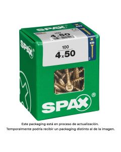 Caja 100uds. tornillo madera spax cab. plana yellox 4,0x50mm spax