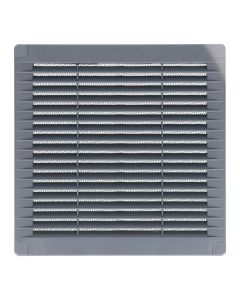 Rejilla ventilación cuadrada con tapones y mosquitera 200x200x7mm abs gris