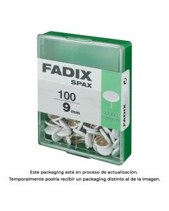 Caja m 100 unid. chincheta plana blanca 9mm fadix