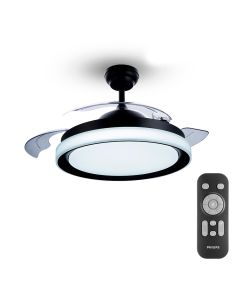 Ventilador de techo de led modelo atlas. color negro. potencia: 28+35w aspas: ø106cm con mando a distancia philips