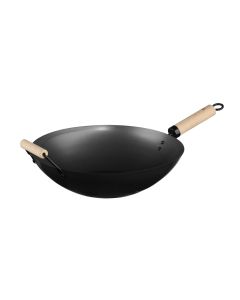 Wok de acero ø35cm con mango de madera y asa.