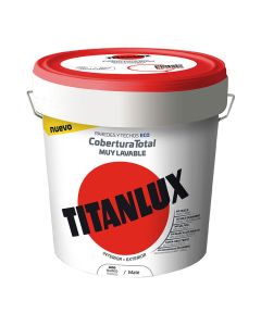 Pintura plástica lavable mate interior-exterior cobertura total blanco 4l titanlux 06t100005