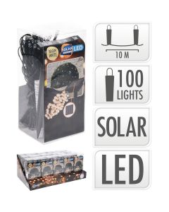 Guirnalda led, blanco calido, 100 leds, solar, 10m.