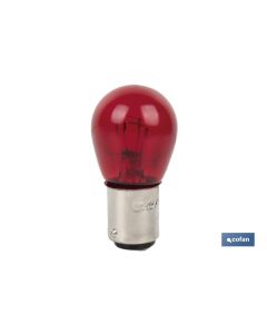 LÁMPARA COFAN 2 POLOS ROJA CENTRADA P215W (BAY15D) 12V VENTA UNITARIA COFAN