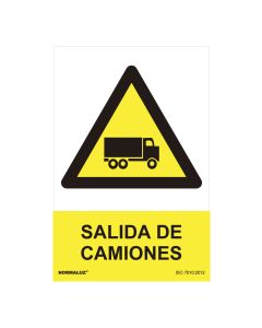 Cartel peligro "salida de camiones" (pvc 0.7mm) 30x40cm normaluz