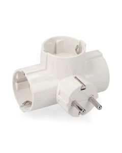 Adaptador triple 2p+t, 16a 250v~ entrada lateral, blanco (retractilado)