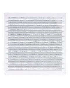 Rejilla ventilación cuadrada con tapones y mosquitera 100x100x7mm abs blanca