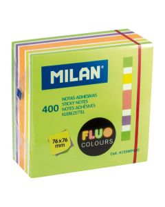 Bloc 400 notas adhesivas colores fluo 76x76mm milan